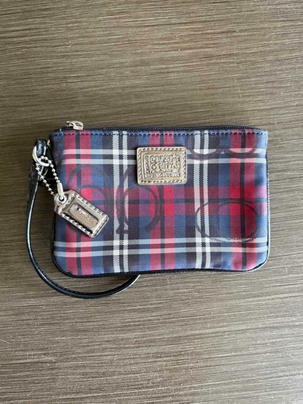 Coach Poppy Tartan Plaid Glam Tote + Wristlet (Red/Blue) 18713 - Picture 13 of 17